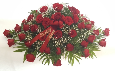 Red Rose Casket Spray from Lagana Florist in Middletown, CT
