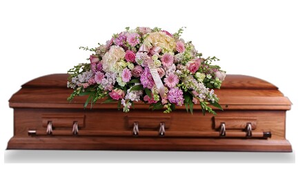 Sweet Pink Farewell Casket Spray from Lagana Florist in Middletown, CT