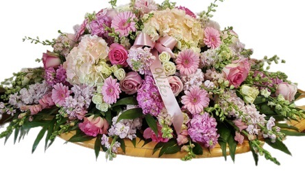 Sweet Pink Farewell Casket Spray from Lagana Florist in Middletown, CT