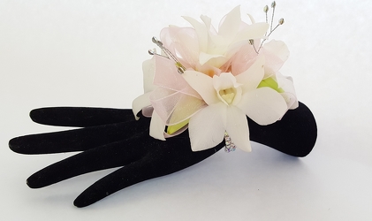 White and Pink Orchid Corsage from Lagana Florist in Middletown, CT