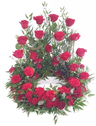 Red Rose Urn Wreath from Lagana Florist in Middletown, CT