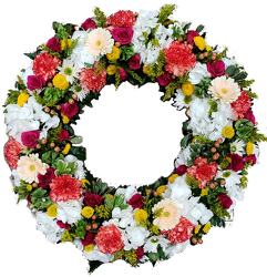 Bright and Beautiful Wreath from Lagana Florist in Middletown, CT