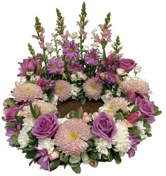 Soft and Pastel Urn Wreath from Lagana Florist in Middletown, CT