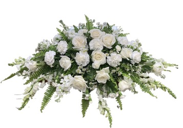 White Casket Spray from Lagana Florist in Middletown, CT
