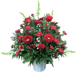 Red and White Traditional Funeral Basket from Lagana Florist in Middletown, CT