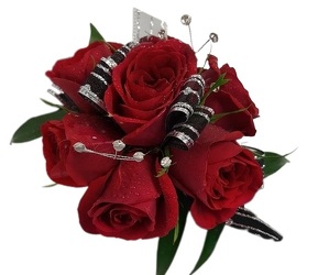 Bedazzled Red Wrist Corsage from Lagana Florist in Middletown, CT