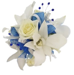 Fancy Royal Blue Combo Corsage from Lagana Florist in Middletown, CT